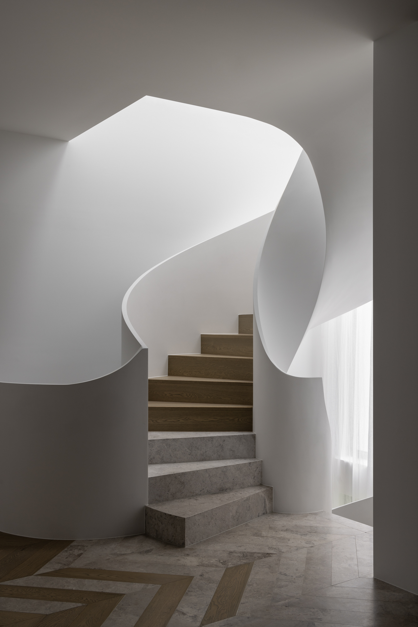 Toorak — dramatic staircase from below